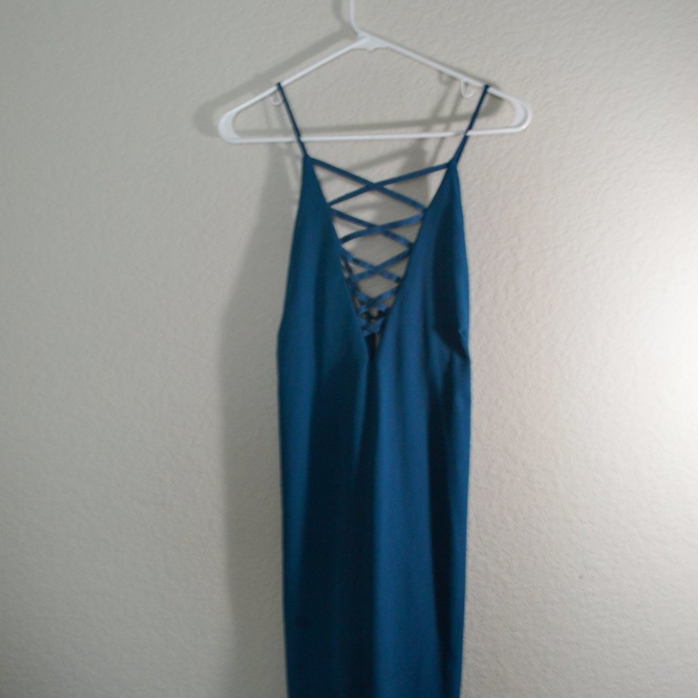 Charlotte Russe Deep V-Cut Blue Dress Medi…